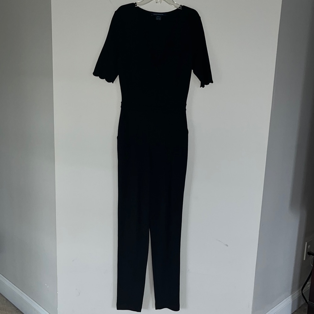 French connection scalloped top jumpsuit black